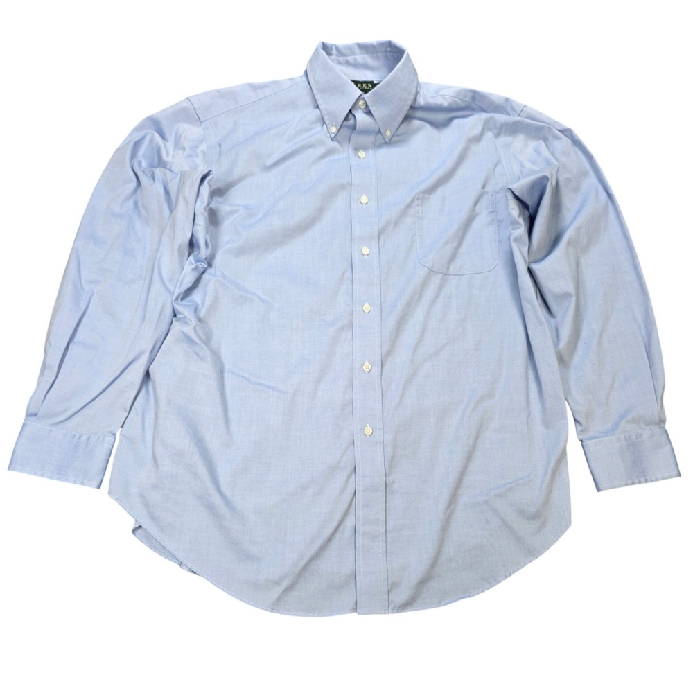 Lauren Ralph Lauren Non Iron Cotton Dress Shirt Men's Size 17.5 34/35 Light Blue